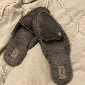Ugg Gray Metallic Slides Slippers